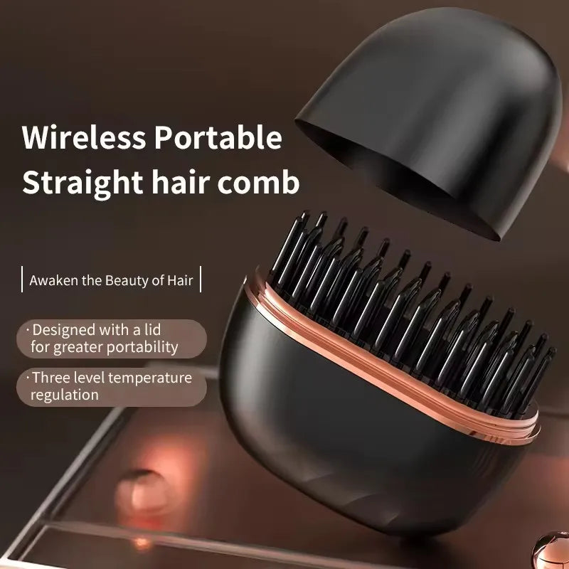2026 New Mini Straightener Rechargeable Portable Hair Straightener Brush Anti-Scald Shell Cordless USB Charging Straighteners