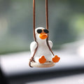 Anime Car Interior Accessories Cute Black Plaster Swing Duck Auto Rearview Mirror Pendant Car Decoration Accessories For Vehicle