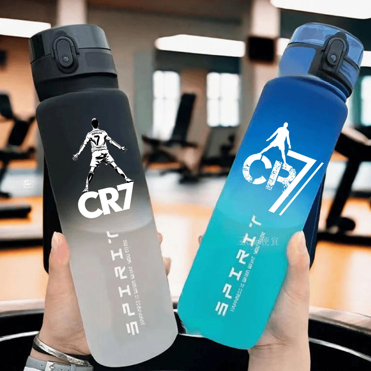 Football Star Ronaldos Sports Transparent Water Bottle 800ml Portable Gym Travel Clear Leakproof Drinking Bottle Frosted Bottle