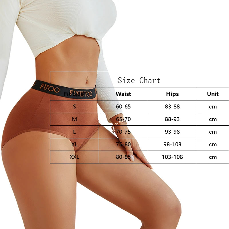 5Pcs/Set Women's Cotton High Waist Briefs Seamless Plus Size Panties Breathable Stretch Underwears Female Soft Lingerie Finetoo