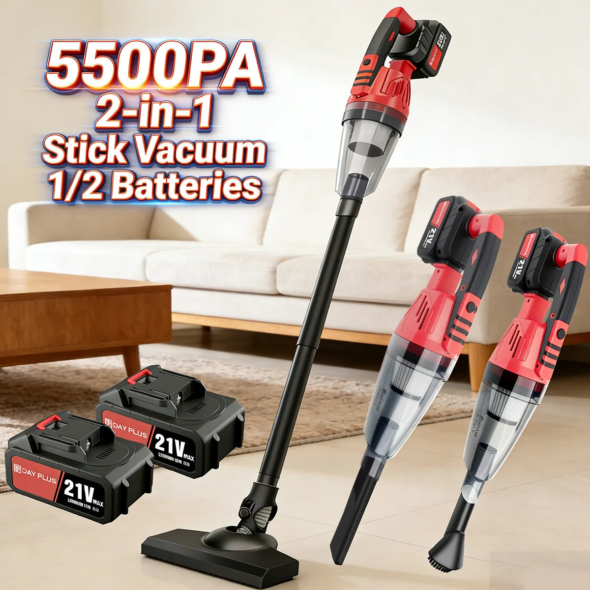 Handheld Vacuum Cordless Car Vacuum with Strong Suction, Portable Hand Held Vacuum Cleaner with 1/2x 2200mAh Battery & 3 Filters