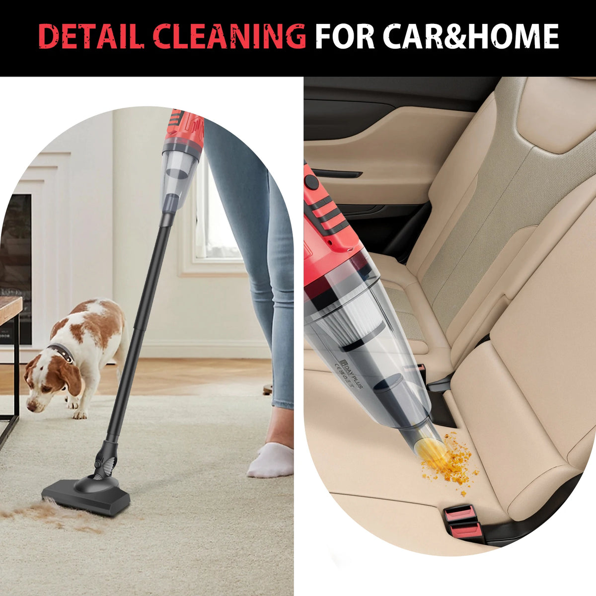 Handheld Vacuum Cordless Car Vacuum with Strong Suction, Portable Hand Held Vacuum Cleaner with 1/2x 2200mAh Battery & 3 Filters