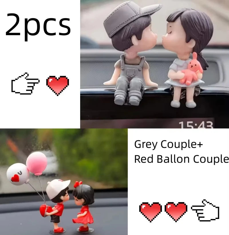 Couple Cute Ornaments for Car, Car Decoration Cute Cartoon Couples Action, Cartoon Car Dashboard Decorations, Cute Lovely Kiss