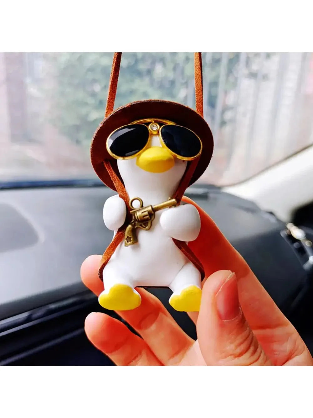 Anime Car Interior Accessories Cute Black Plaster Swing Duck Auto Rearview Mirror Pendant Car Decoration Accessories For Vehicle