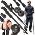 Trekking Poles Nordic Walking Anti Shock Adjustable Aluminium Hiking Sticks Set of 2, 3-Section Telescopic 65-135 cm, Built-In Compass, Rubber Anti-Slip Grips, Wrist Straps and Trekking Tips, Lightweight Walking Poles for Mou