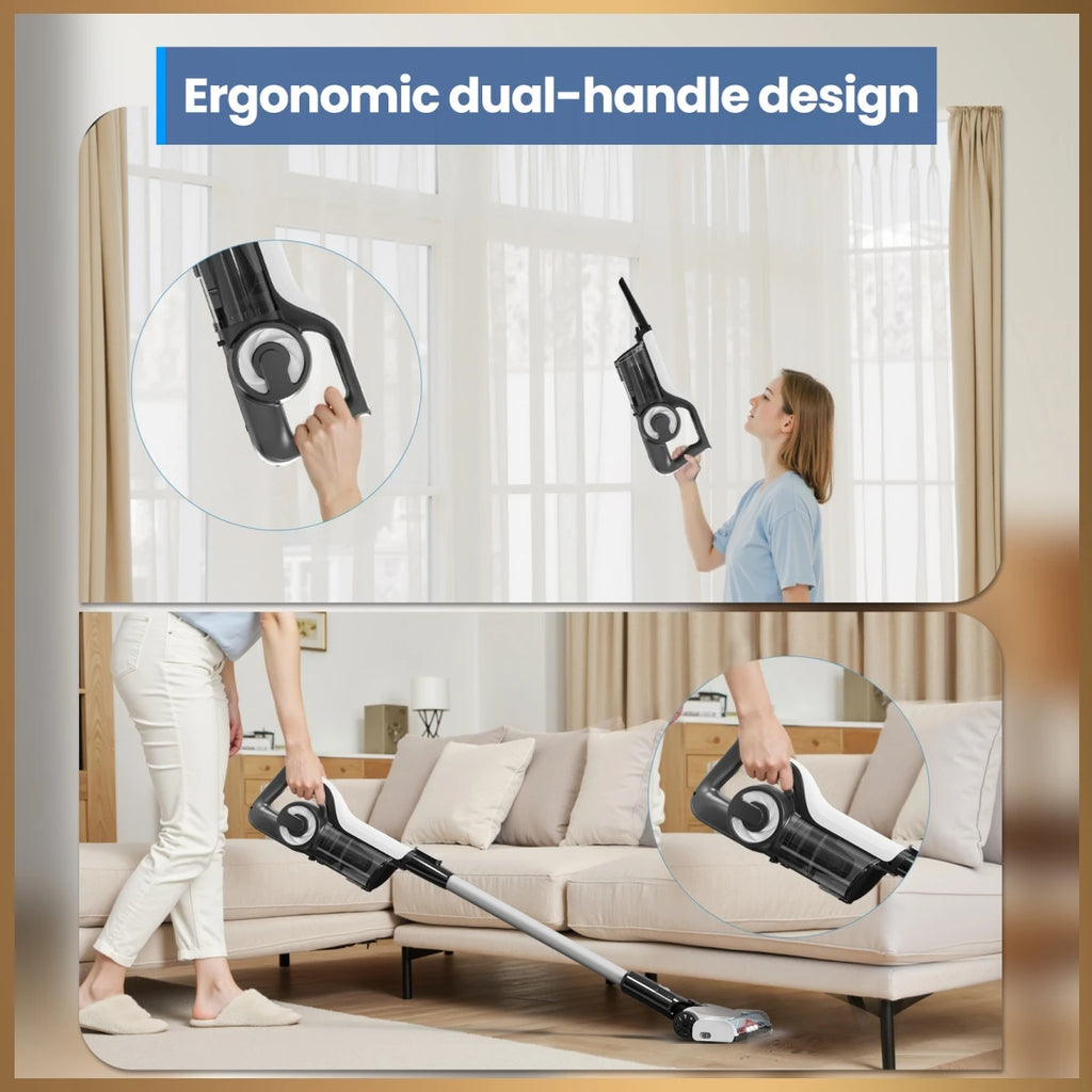 LAMZIEN V9 Cordless Vacuum Cleaner, 30000PA/40Min Runtime, Efficient HEPA Filtration, with LED Headlight, Lightweight Handheld Vacuums for Pet Hair Carpet and Hardwood Floor