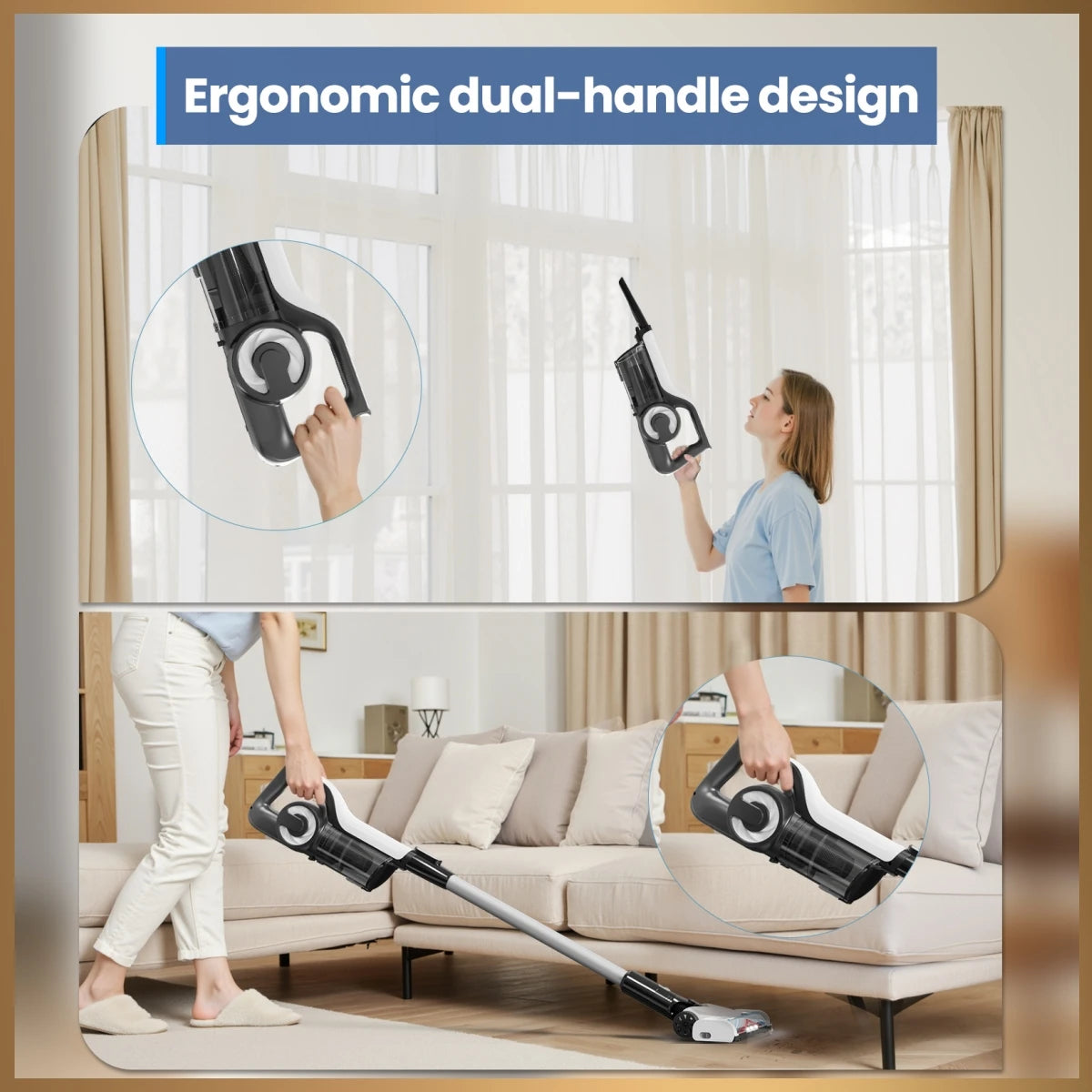 LAMZIEN V9 Cordless Vacuum Cleaner, 30000PA/40Min Runtime, Efficient HEPA Filtration, with LED Headlight, Lightweight Handheld Vacuums for Pet Hair Carpet and Hardwood Floor