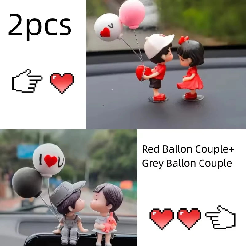 Couple Cute Ornaments for Car, Car Decoration Cute Cartoon Couples Action, Cartoon Car Dashboard Decorations, Cute Lovely Kiss