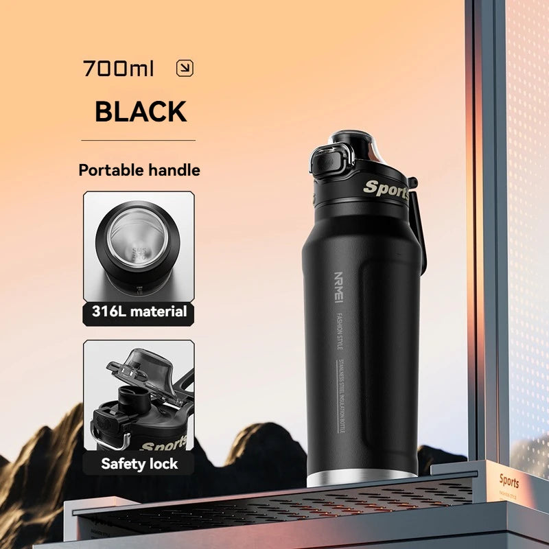 700ml Insulated Cup Stainless Steel Outdoor Sports Water Bottle Thermal Mug Office and Home Keeps Cold and Heat Vacuum Flask