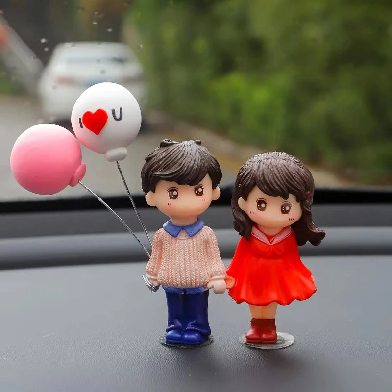 Couple Cute Ornaments for Car, Car Decoration Cute Cartoon Couples Action, Cartoon Car Dashboard Decorations, Cute Lovely Kiss