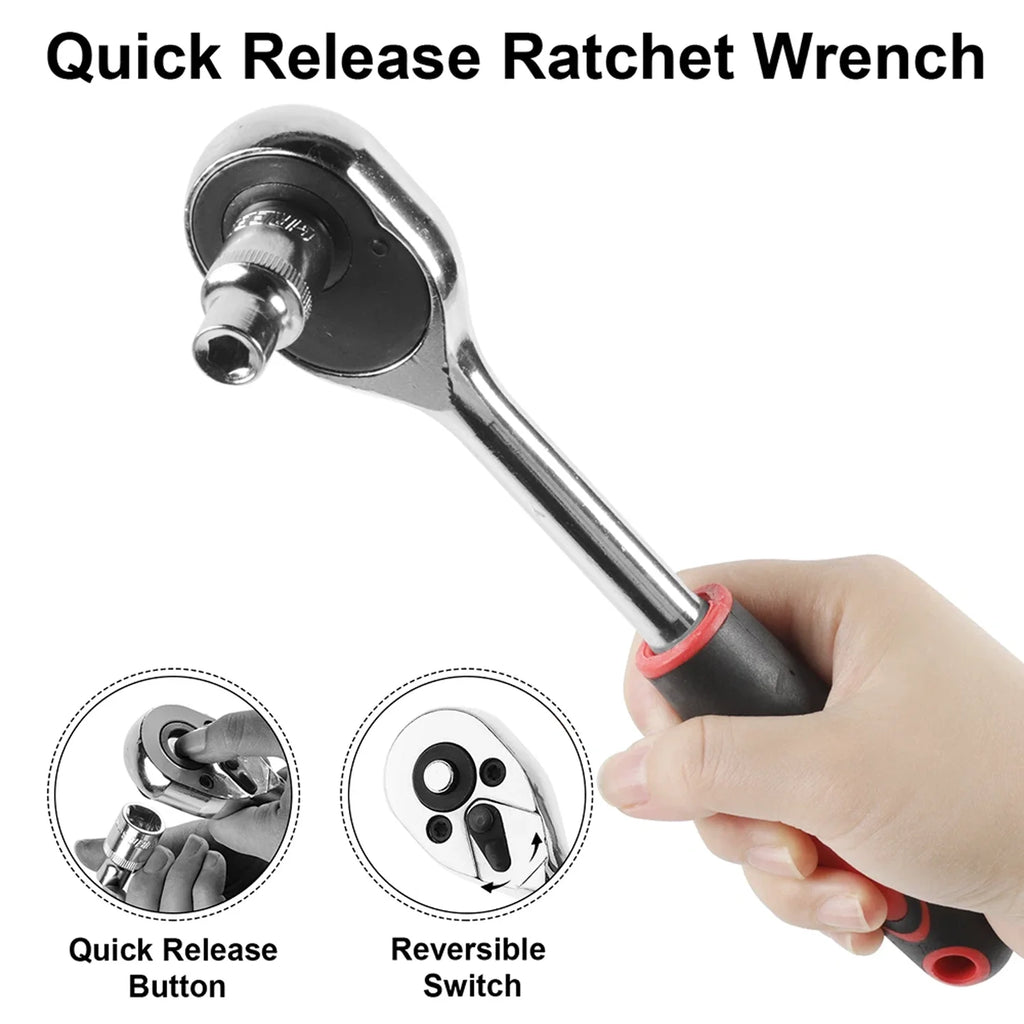 Ratchet Socket Wrench Set Car Repair Tool Ratchet Torque Wrench Combo Kit 1/4 1/2 Ratchet Spanner Screwdriver Bits Hand Tool